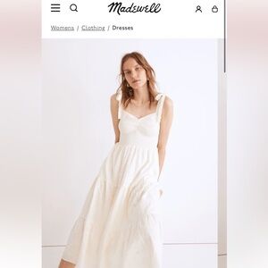 Eyelet Lucie Tie-Strap Tiered Midi Dress, Medium